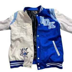 Angoli De KASH Blue Varisty Jacket Mens Blue/White XL Fits like Large